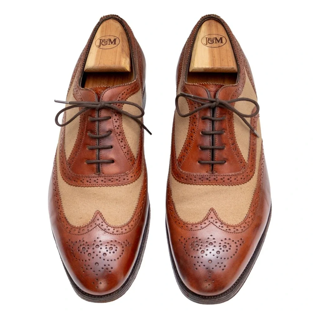 Edward Green Spectator Wingtip Oxford Shoes Brown Tan UK 8.5E US 9E EU 42